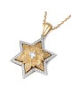 Pendentif étoile de David florale en or 14 carats avec 79 diamants