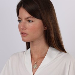 14K Gold Floral Star of David Pendant With 79 Diamonds