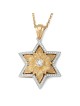 Pendentif étoile de David florale en or 14 carats avec 79 diamants