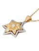 Pendentif étoile de David florale en or 14 carats avec 79 diamants