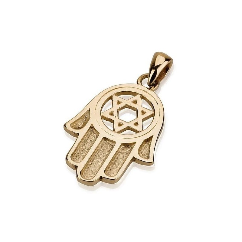 Pendentif Hamsa en couches d'or 14 carats