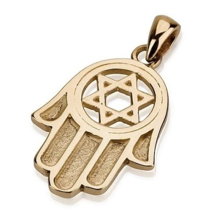 Pendentif Hamsa en couches d'or 14 carats