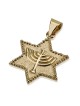 14K Gold Star of David with Menorah Pendant