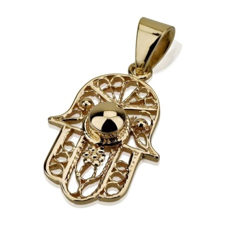Pendentif Hamsa en filigrane en or 14 carats