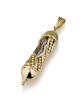 Pendentif Mezuzah en or 14 carats avec rouleau de Torah avec embellissement « Shin »
