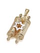 14K Gold Torah Scroll with Star of David Pendant