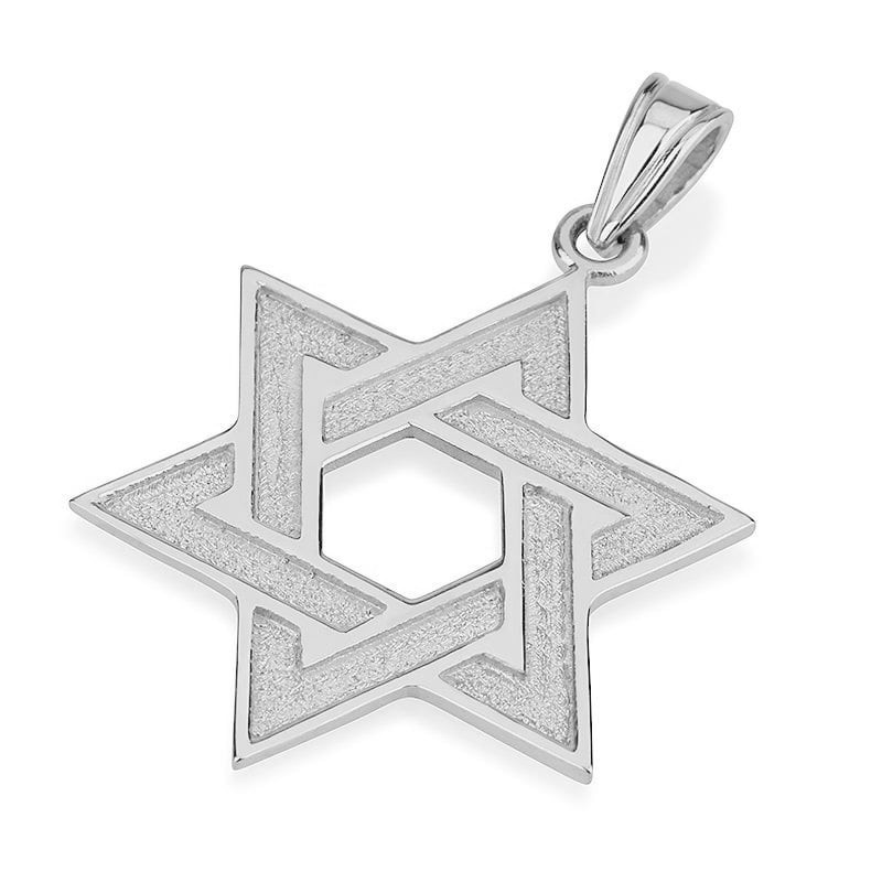 Pendentif étoile de David en or 14 carats avec motif labyrinthe