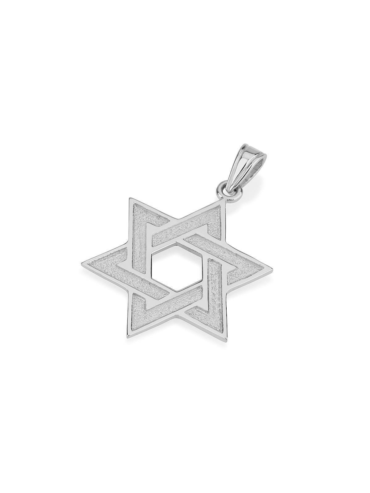 14K Gold Star of David with Maze Design Pendant