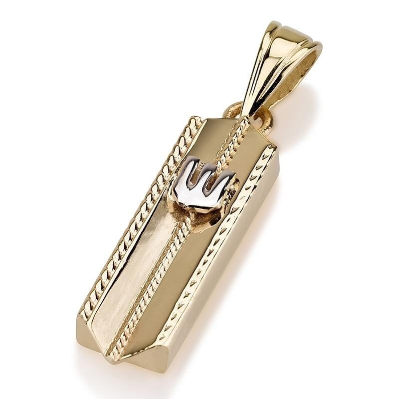 Pendentif Mezouza échancré en or 14 carats