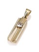 14K Gold Indented Mezuzah Pendant