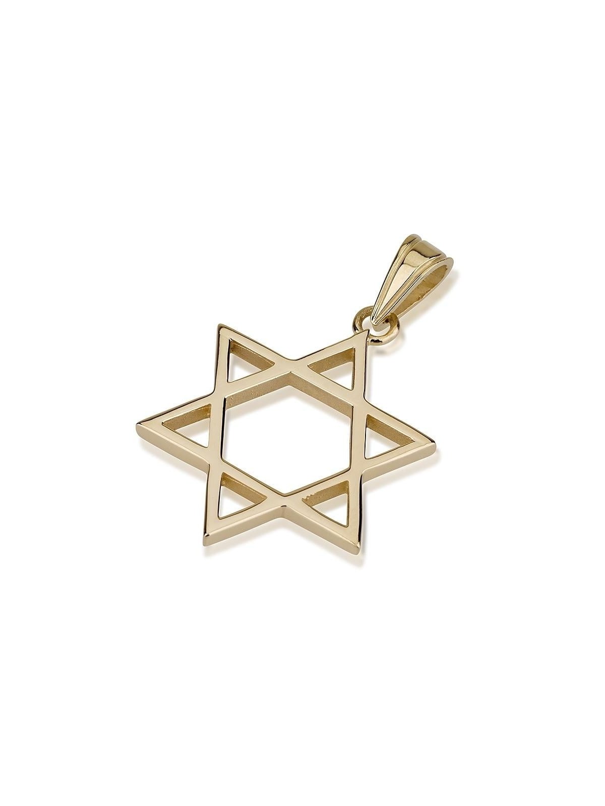 14K Gold Classic Thin Cut Star of David Pendant Necklace