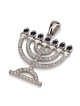 18K White Gold Menorah Pendant with Diamonds and Sapphire Stones
