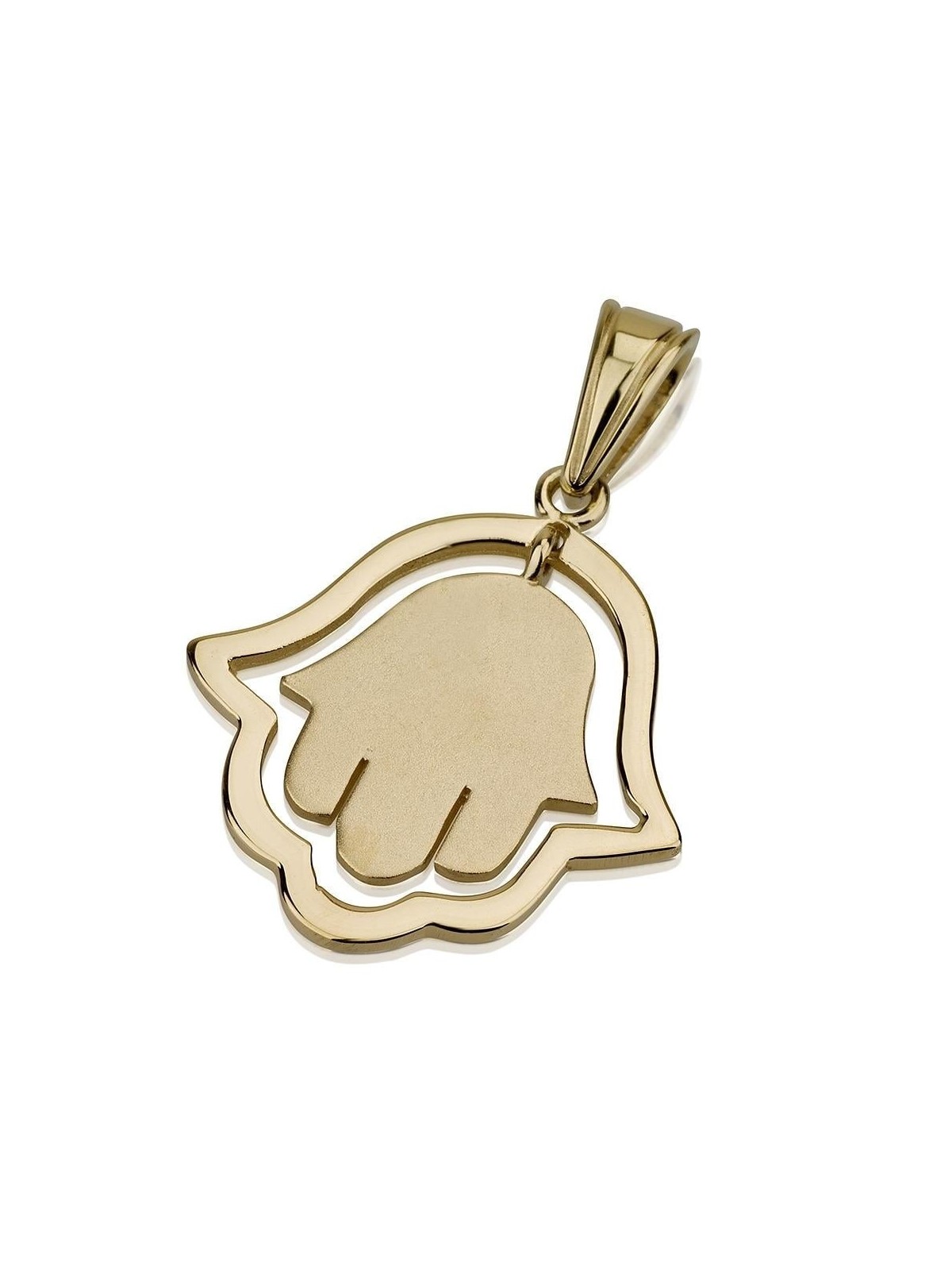 14K Gold Hanging Hamsa Pendant