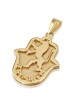 Collier pendentif Lion de Juda et Jérusalem Hamsa en or 14 carats - Jaune o