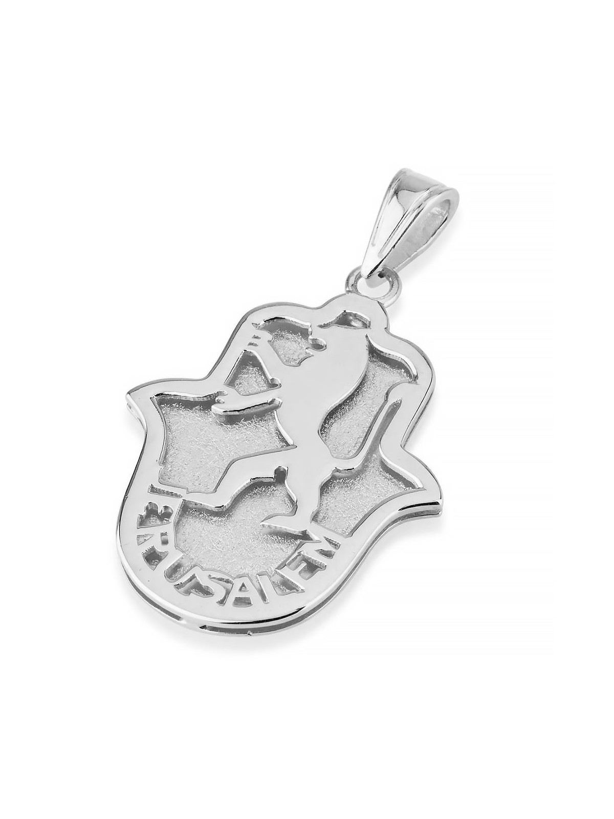 14K Gold Lion of Judah and Jerusalem Hamsa Pendant Necklace - Yellow o