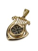 Harpe de David en or 14 carats avec pendentif pièce de monnaie ancienne