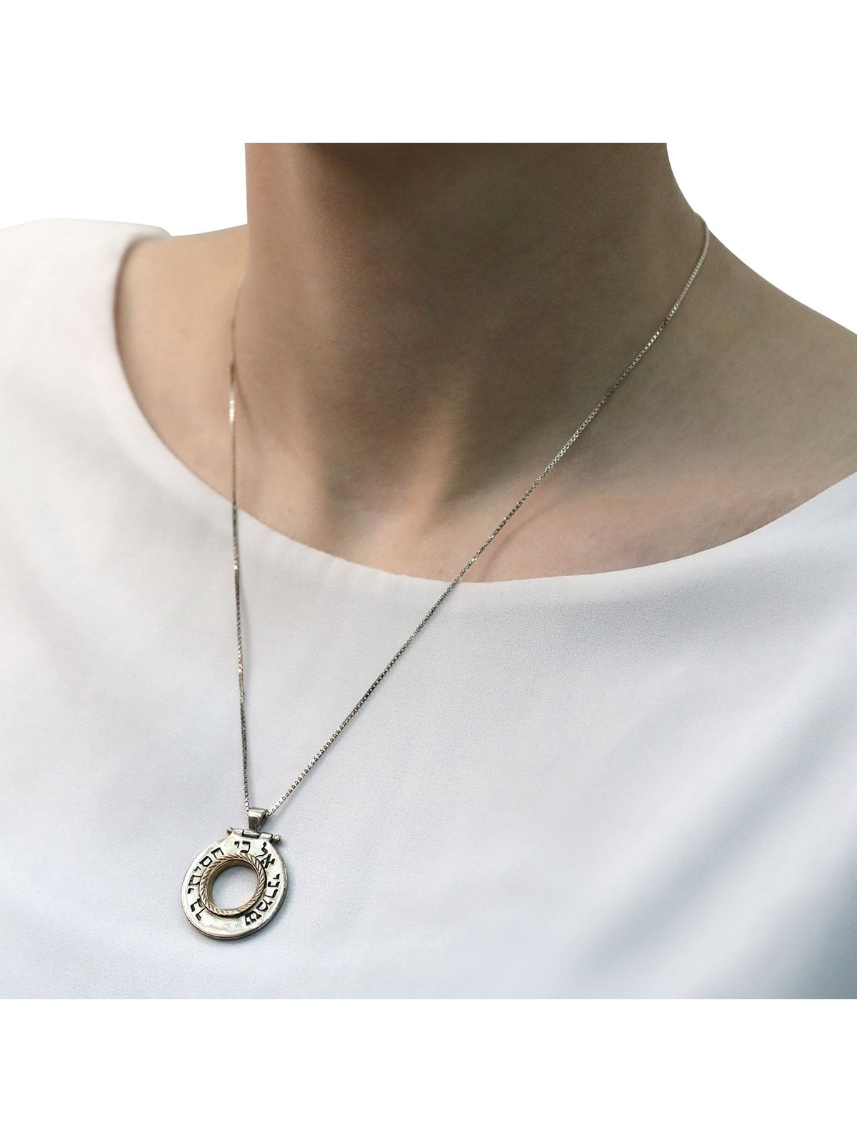 Silver and Gold Wheel Necklace - Traveler's Prayer