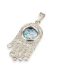 Roman Glass and Silver Deluxe Hamsa Pendant Necklace
