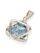 Roman Glass and Silver Layered Star of David Pendant Necklace