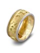 Deluxe 14K Textured Yellow and White Gold Jewish Wedding Ring