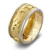 Deluxe 14K Textured Yellow and White Gold Jewish Wedding Ring