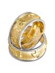 Alliance juive de luxe en or jaune et blanc texturé 14 carats