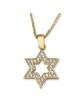 14K Yellow Gold Star of David Outline Pendant Necklace With Cubic Zirc