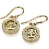 14K Gold and Roman Glass Menorah Earrings