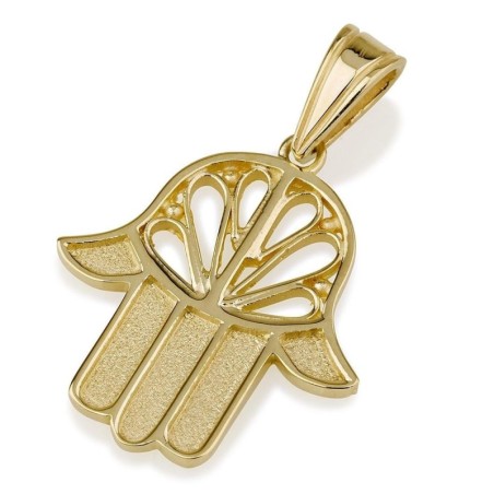 Pendentif ailes de colombe Hamsa en or 14 carats pour femme