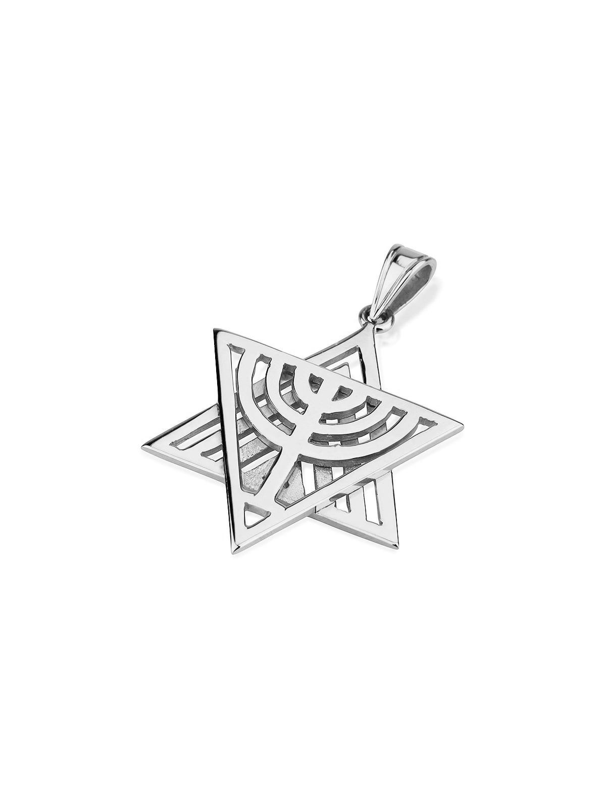14K Gold Star of David with Menorah Pendant