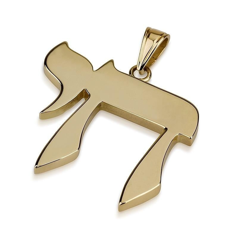 Collier pendentif Chai mince en or 14 carats - Or jaune ou blanc