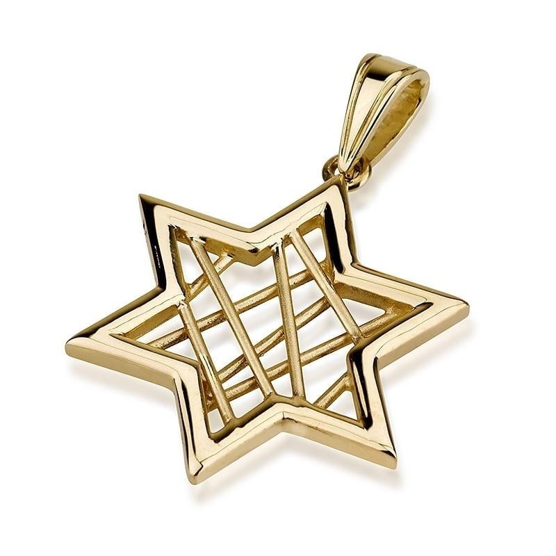 14K Gold Wired Star of David Pendant