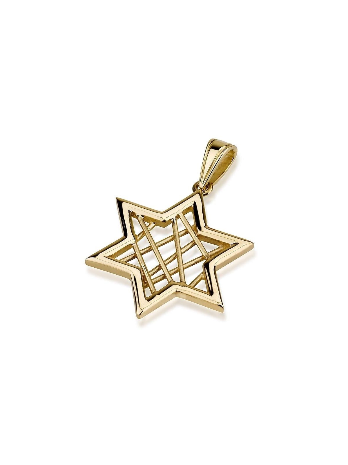 Pendentif étoile de David filaire en or 14 carats