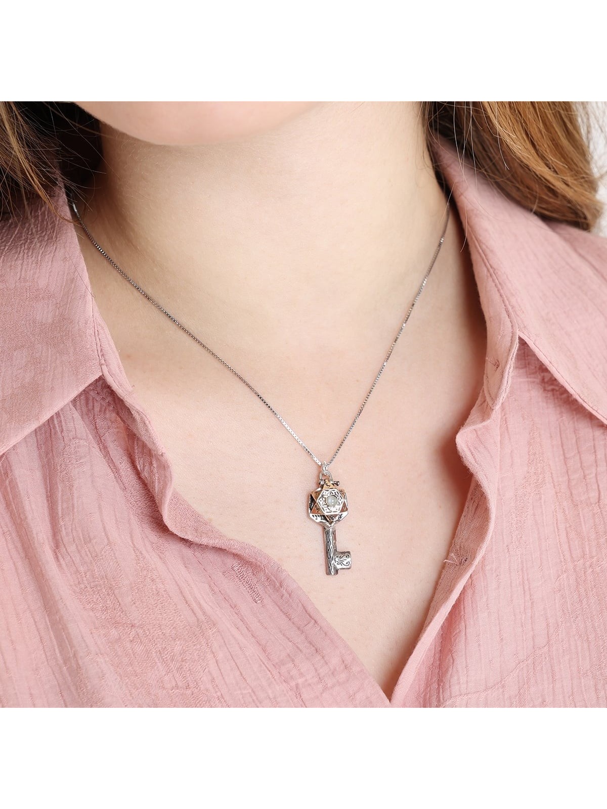 Silver and Gold Uriel Key Kabbalah Necklace