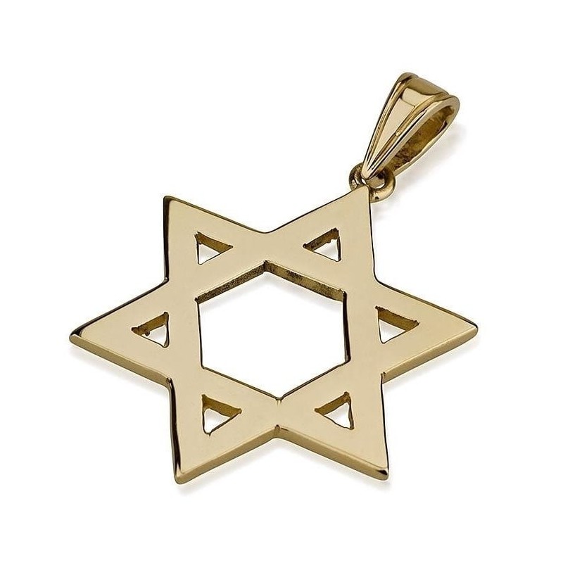 Grand pendentif classique étoile de David en or 14 carats