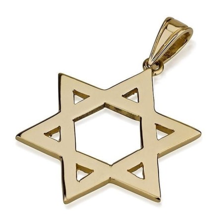 Grand pendentif classique étoile de David en or 14 carats