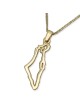 Collier pendentif contour Terre d'Israël en or jaune 14 carats
