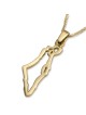 Collier pendentif contour Terre d'Israël en or jaune 14 carats