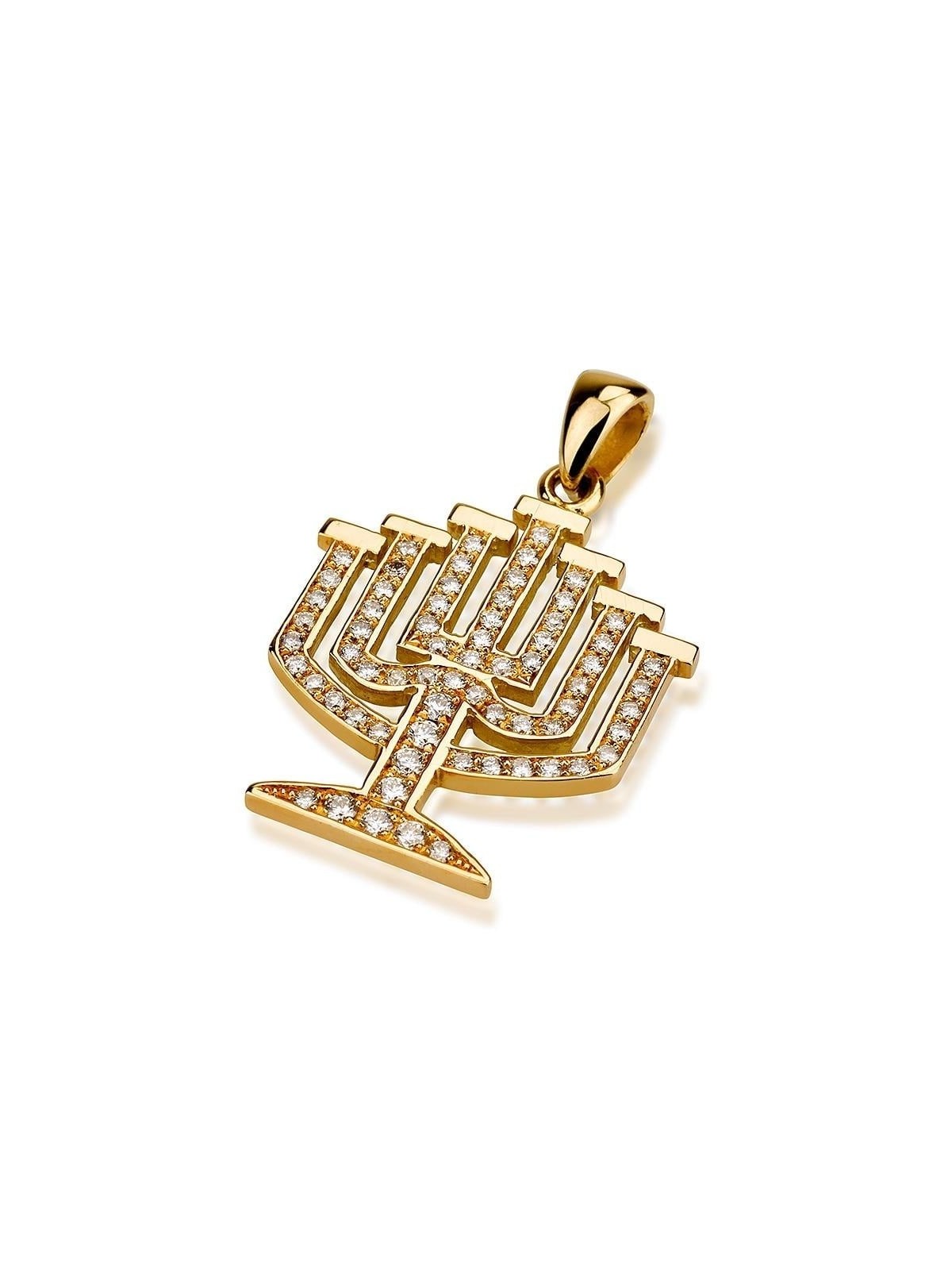 Deluxe 18K Gold and Diamonds Menorah Pendant
