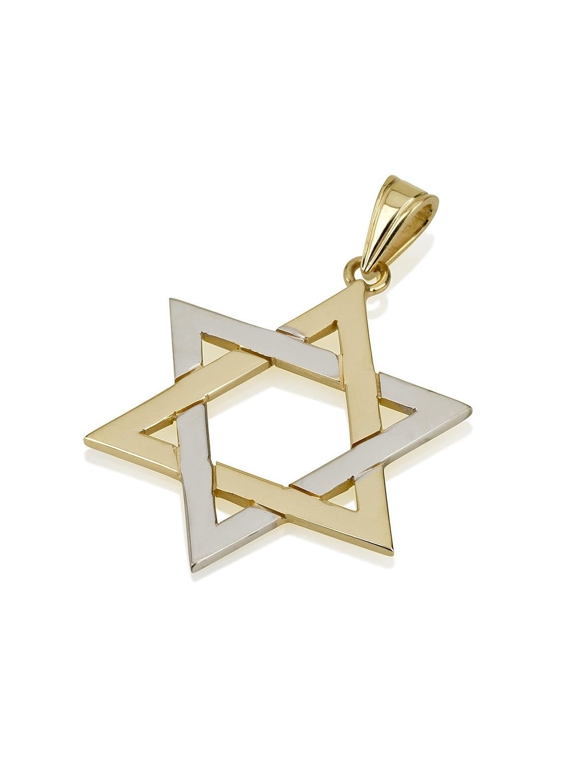 Pendentif étoile de David entrelacée bicolore en or 14 carats