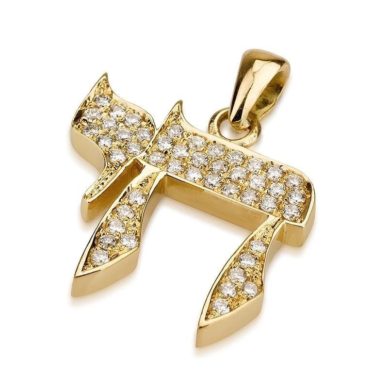 18K Gold Sea of Diamonds Chai Pendant
