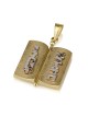 14K Yellow Gold 10 Commandments Pendant with White Gold Hebrew Letters