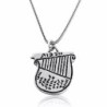 Silver Lyre Pendant Necklace