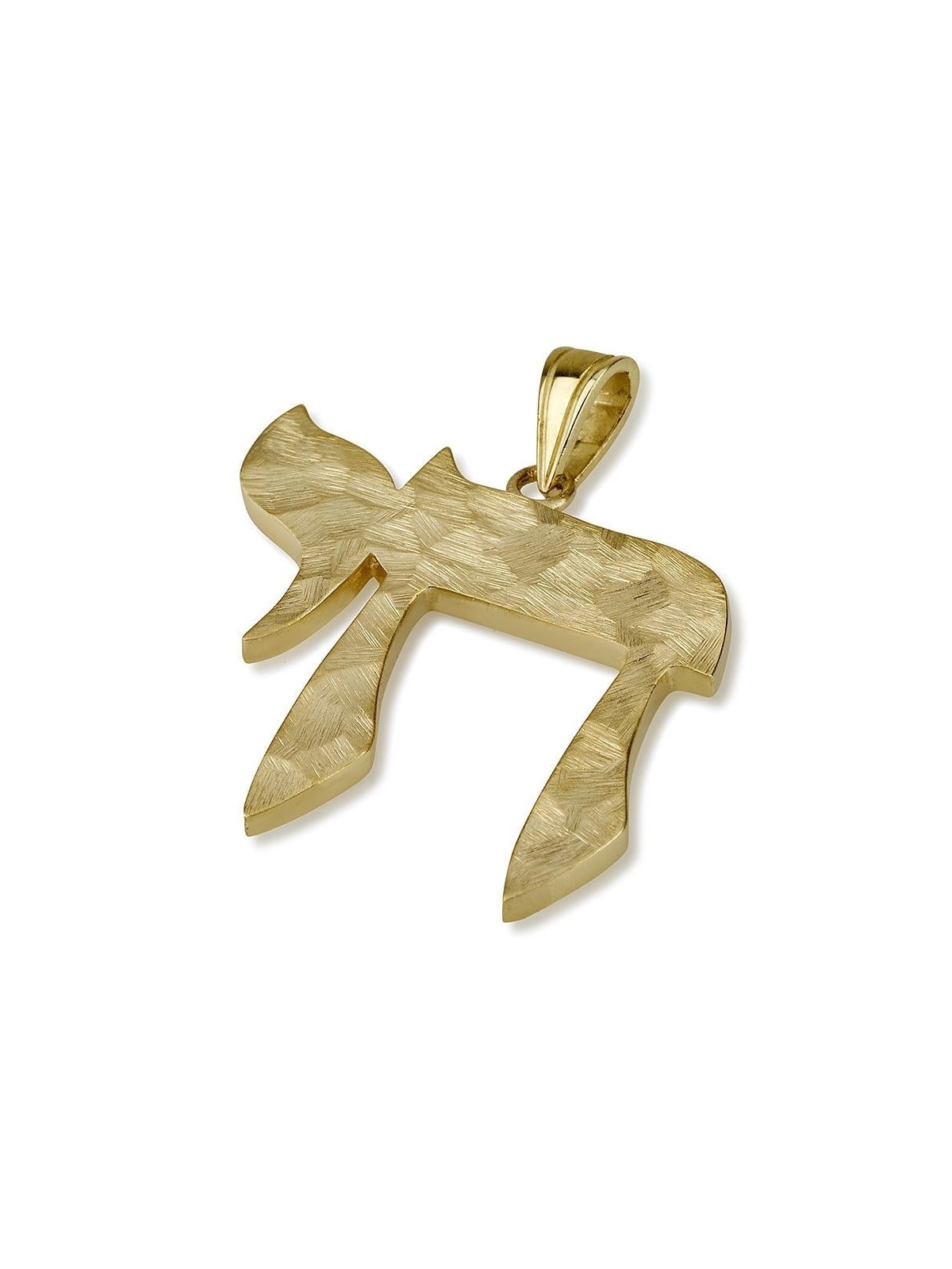 Pendentif Chai brossé en or 14 carats
