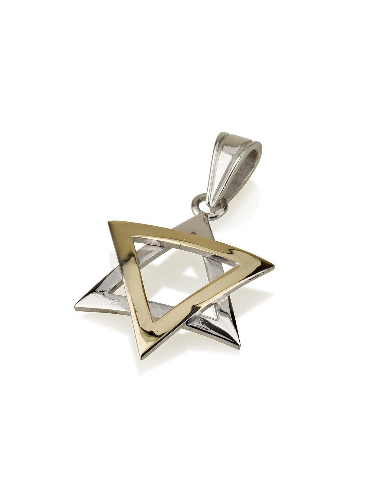 14K Two-Tone Gold Domed Star of David Pendant