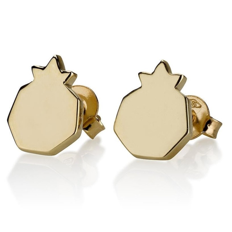 Boucles d'oreilles à tige classiques en or 14 carats avec grenade