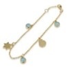 14K Yellow Gold Star of David and Pomegranate Charm Bracelet