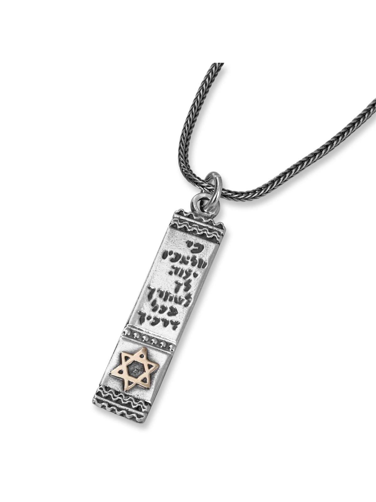 תפילת המטייל: שרשרת תליון כסף עם מגן דוד זהב
