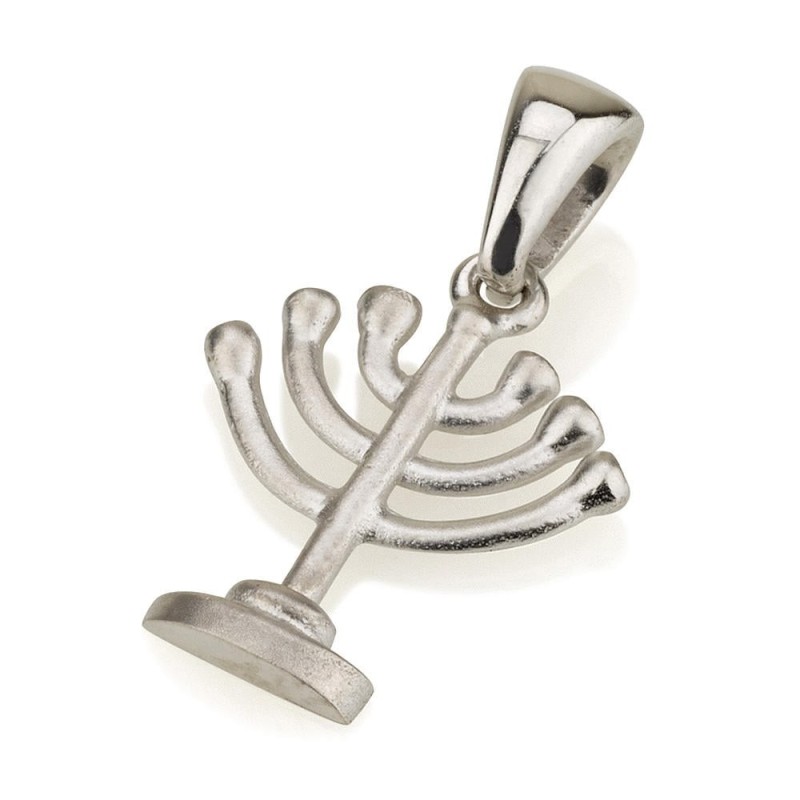14K White Gold Menorah Pendant