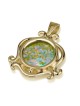 14K Gold and Roman Glass Swirling Pendant
